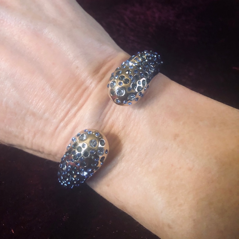Snake Hinged Blue Crystal Bracelet